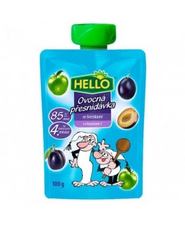 Дитяче пюре Hello яблуко та слива 100г Дитяче пюре Hello яблуко та слива 100г