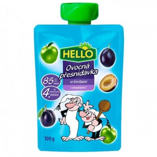 Дитяче пюре Hello яблуко та слива 100г Дитяче пюре Hello яблуко та слива 100г