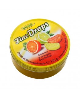 Леденцы Woogie Fine drops апельсин и лимон 175г