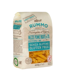 Макароны Rummo Mezze penne rigate из коричневого риса и кукурузы без глютена 400г