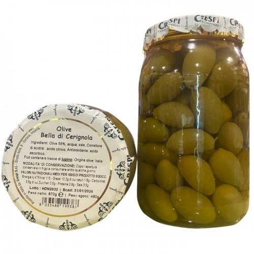 Оливки Crespi olive bella di cerignola с косточкой 870г Оливки Crespi olive bella di cerignola с косточкой 870г