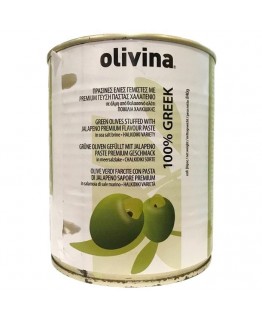 Оливки зеленые, греческие Olivina с халапеньо 840г