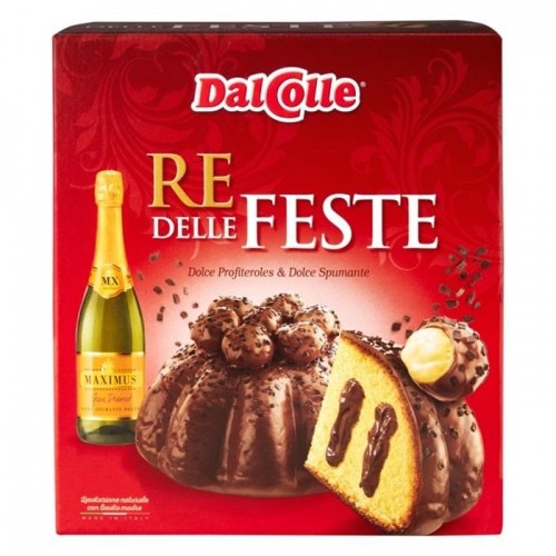 Подарочный набор Dal Colle шоколадный панеттоне и шампанское 750г Подарочный набор Dal Colle шоколадный панеттоне и шампанское 750г