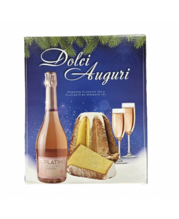 Подарочный набор Dolci Auguri шампанское + панеттон 750г Подарочный набор Dolci Auguri шампанское + панеттон 750г