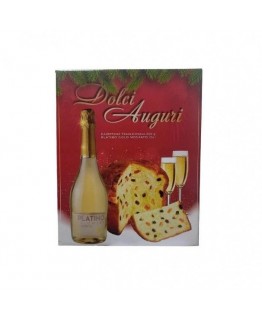 Подарочный набор Dolci Auguri шампанское + панеттон с изюмом 500г Подарочный набор Dolci Auguri шампанское + панеттон с изюмом 500г