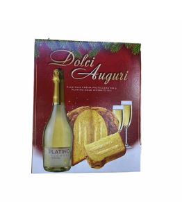 Подарочный набор Dolci Auguri шампанское + панеттон с заварным кремом 900г Подарочный набор Dolci Auguri шампанское + панеттон с заварным кремом 900г
