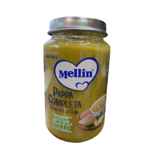 Полнорационное детское питание Mellini овощи, манка и курица 200 г Полнорационное детское питание Mellini овощи, манка и курица 200 г