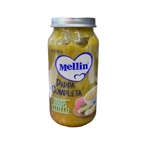 Полнорационное детское питание Mellini с овощами, макаронами и телятиной 250 г Полнорационное детское питание Mellini с овощами, макаронами и телятиной 250 г