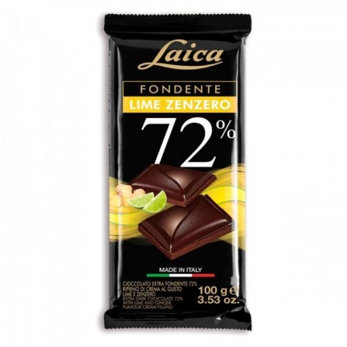 Шоколад чорний Laica з імбиром та лаймом 72% какао 100г Шоколад чорний Laica з імбиром та лаймом 72% какао 100г