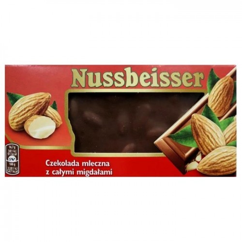 Шоколад чорний з мигдалем Nussbeisser 100г Шоколад чорний з мигдалем Nussbeisser 100г
