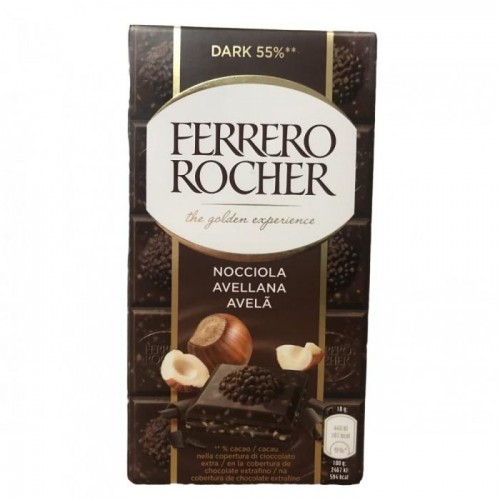 Шоколад Ferrero Rocher черный с лесным орехом 90г Шоколад Ferrero Rocher черный с лесным орехом 90г