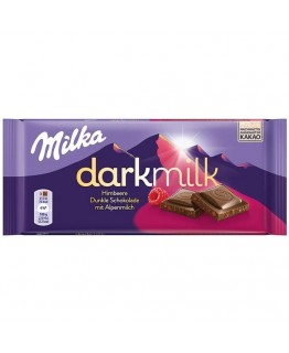 Шоколад Milka Darkmilk с малиной 85г