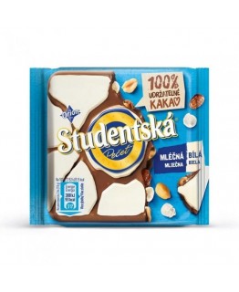 Шоколад Studentska молочный и белый с изюмом и арахисом 90г