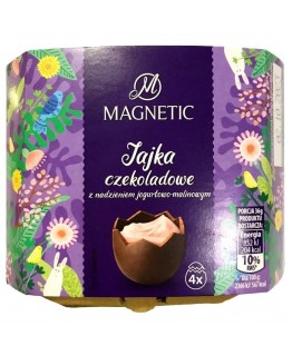 Шоколадные яйца Magnetic с йогуртово-малиновой начинкой 4 шт 144г Шоколадные яйца Magnetic с йогуртово-малиновой начинкой 4 шт 144г