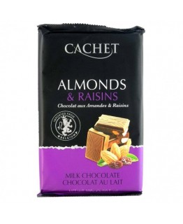 Шоколад Cachet молочный с миндалем и изюмом 300г