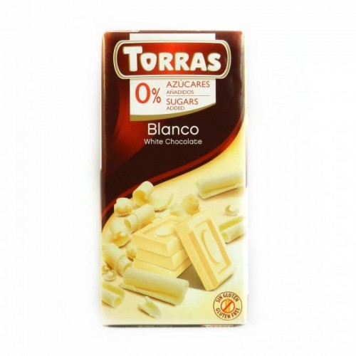 Шоколад без глютена и сахара Torras белый 75г Шоколад без глютена и сахара Torras белый 75г