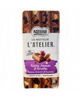 Шоколад Nestle L`atelier молочный с изюмом, миндалем и фундуком 170г
