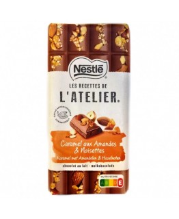 Шоколад Nestle L`atelier молочный с карамелью миндалем и фундуком 170г