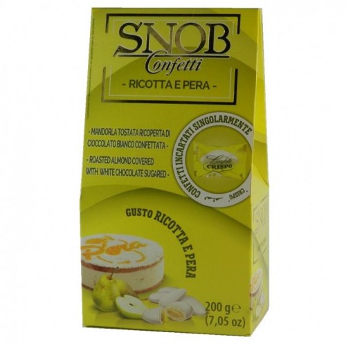 Конфеты SNOB миндаль в шоколаде вкус сыра рикотта и груша 200г Конфеты SNOB миндаль в шоколаде вкус сыра рикотта и груша 200г