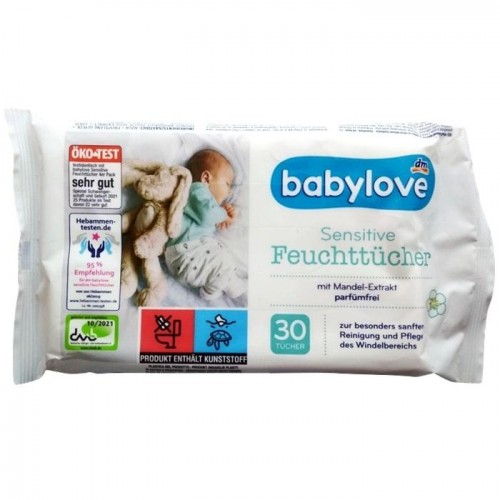 Вологі серветки babylove для чутливої шкіри 30 шт. Вологі серветки babylove для чутливої шкіри 30 шт.